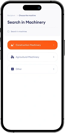 Machine valuation mobile application interface
