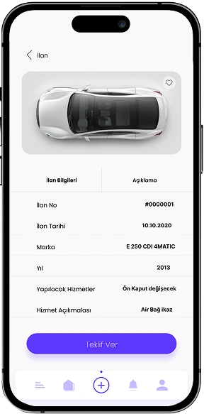 Teklif10 mobile application interface