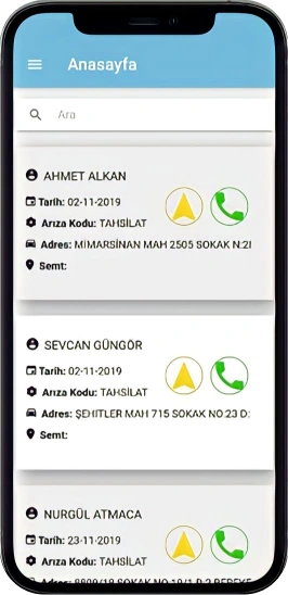 Technician mobile application interface