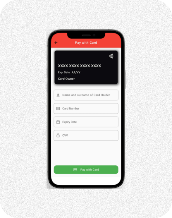 Courier delivery app card payment screen